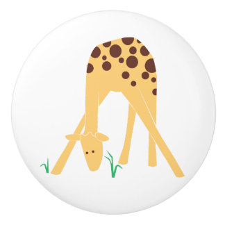 Modern Minimal Yellow Giraffe Ceramic Pull Knob