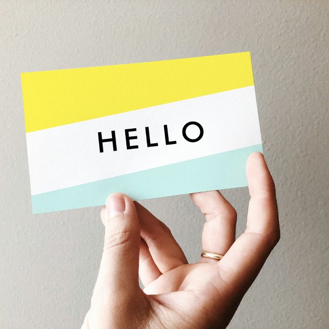 Modern Minimal Yellow & Mint Hello Business Cards (Creator Uploaded)