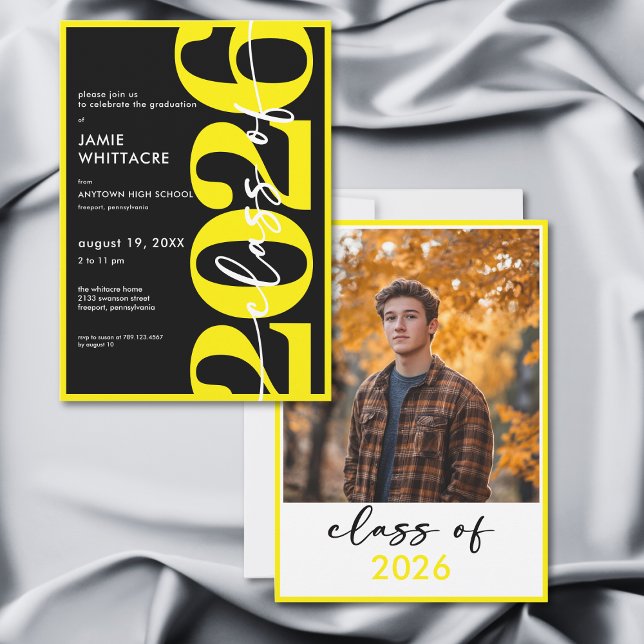 Modern Minimal Yellow Typography Graduation Party Invitation (Modern Minimal Yellow Typography Graduation Party Invitation)