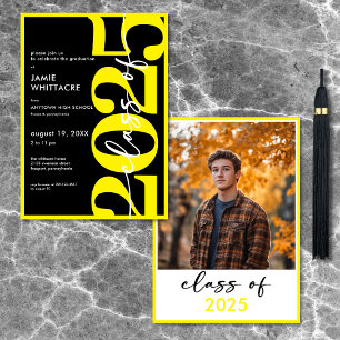 Modern Minimal Yellow Typography Graduation Party Invitation