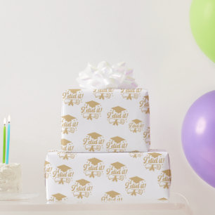 Modern Minimalis Gold script  I did it Graduation Wrapping Paper