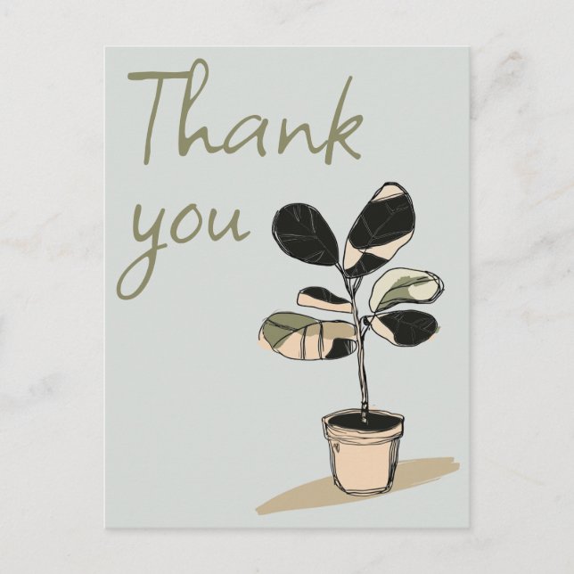 Modern minimalism hand-drawn sketch style plant postcard (Front)