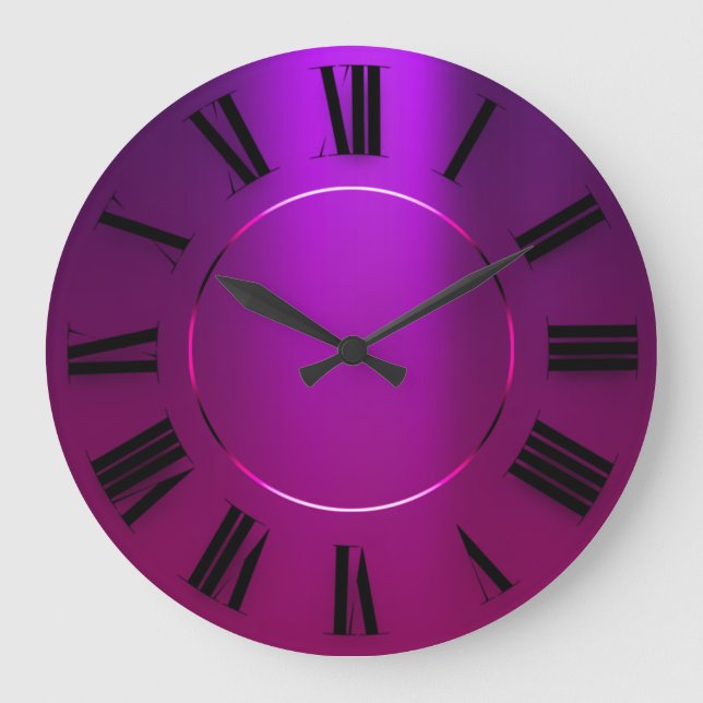 Modern Minimalism Pink Violet Roman Numbers Large Clock (Front)