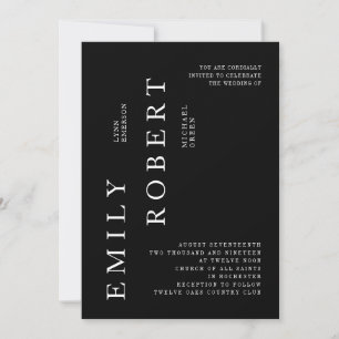 Modern Minimalism Wedding Invitation Black