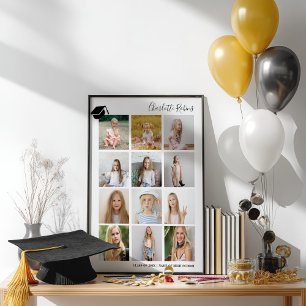 Modern Minimalist 12 Photo Graduation Board Sign