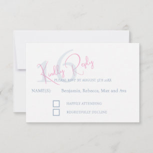 Modern Minimalist 16th RSVP Pink Blue Response