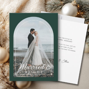 Modern Minimalist 1 Photo Married & Bright Dankes Thank You Card