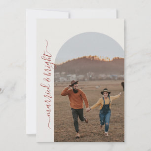 Modern Minimalist 1 Photo Married & Bright Thank You Card