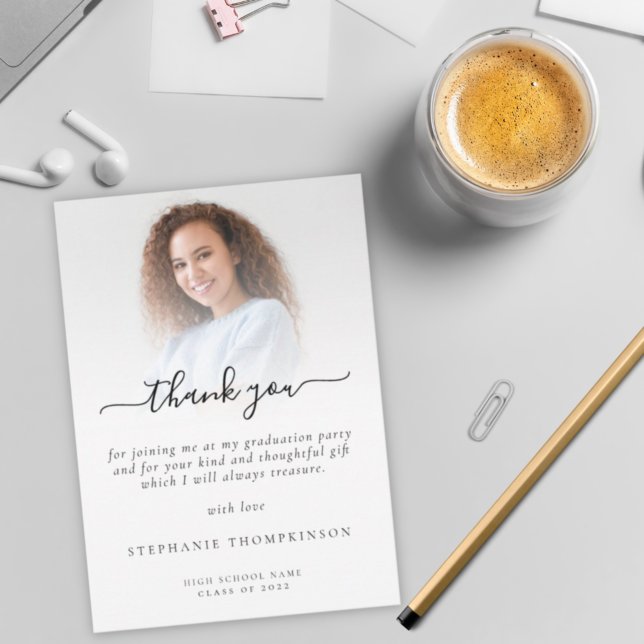 Modern Minimalist 2022 Photo Graduation Thank You Card (Creator Uploaded)