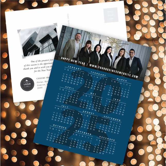 Modern Minimalist 2025 Calendar New Year Photo Holiday Postcard (Modern Minimalist 2025 Calendar New Year Photo Holiday Postcard @ fat_fa_tin)