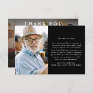 Modern Minimalist 2-Photo Custom Memorial/Funeral Thank You Card