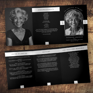 Modern Minimalist 2-Photo Funeral/Memorial Service Tri-Fold Programme