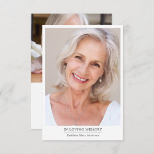 Modern Minimalist 2 Photo Funeral Sympathy Thank You Card