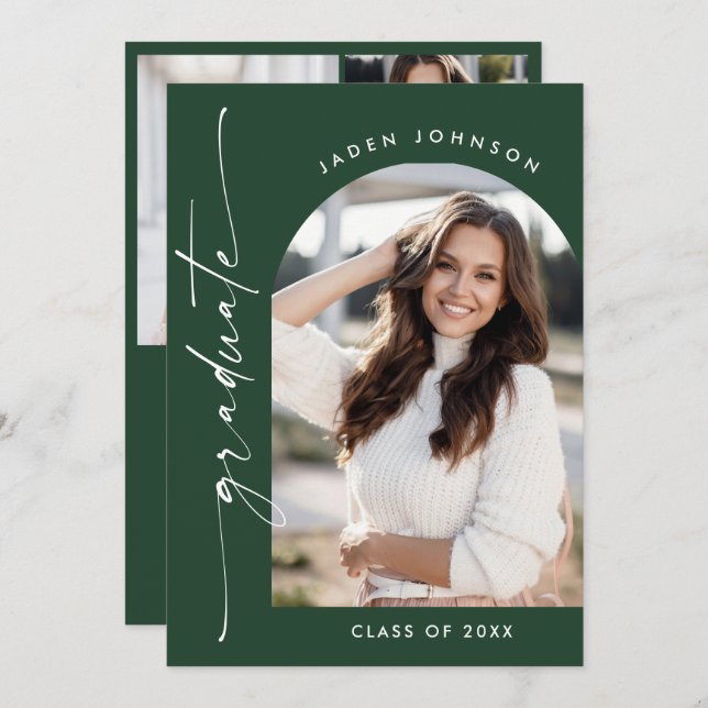 Modern Minimalist 2 PHOTO Graduation Party Invitation (Front/Back)