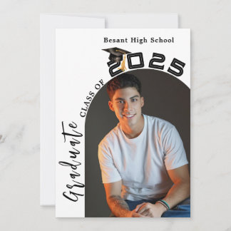 Modern Minimalist 2 Photo Graduation Party Invitation