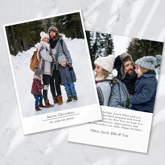 Modern Minimalist 2 Photo Merry Christmas Holiday Card (Creator Uploaded)