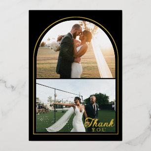 Modern Minimalist 2 Photo Thank You Foil Holiday C
