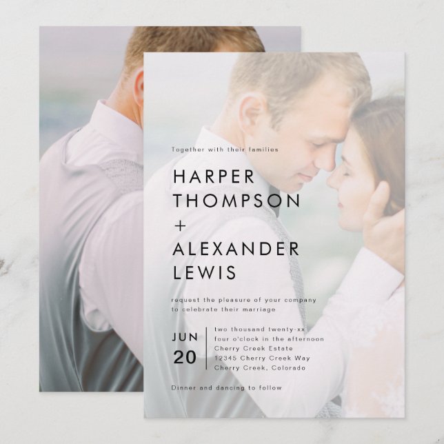 Modern Minimalist 2 Photo Wedding Invitation (Front/Back)