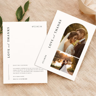 Modern Minimalist 2 Photo Wedding Thank You Card