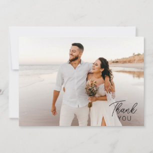 Modern Minimalist 2 Photos Thank You Card