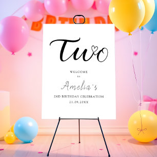 Modern Minimalist 2nd Birthday Welcome Sign