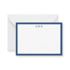 Modern Minimalist 3 Monogram One Border Navy Blue