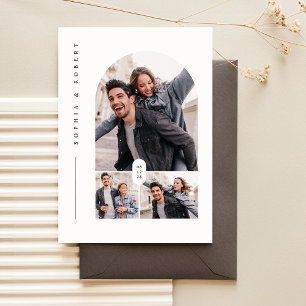 Modern Minimalist 3 Photo Collage Wedding Invitation