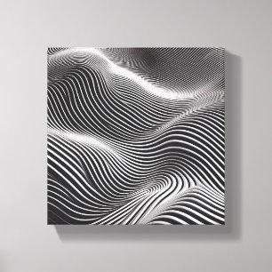 Modern Minimalist 3D Wave Art - Abstract Monochrom Canvas Print