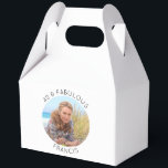 Modern Minimalist 40 & Fabulous Photo Favour Box<br><div class="desc">Create your own personalised circle photo large gable favour boxes for her 40th birthday party. Customise the solid white background colour or the black thin line text colour to match your photo. If you change the font type or size, you can fine tune the curvature of the text in small...</div>