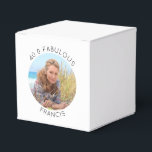 Modern Minimalist 40 & Fabulous Photo Favour Box<br><div class="desc">Create your own personalised circle photo 2" cube favour boxes for her 40th birthday party. Customise the solid white background colour or the black thin line text colour to match your photo. If you change the font type or size, you can fine tune the curvature of the text in small...</div>