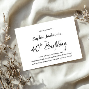 Modern Minimalist 40th Birthday Party Invitation