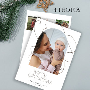 Modern minimalist 4 photo Christmas Holiday Card
