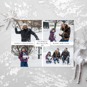 Modern Minimalist 4-Photo with Text Postcard