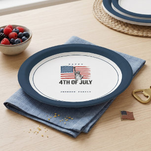 Modern Minimalist 4th of July Patriotic BBQ Party Paper Plate