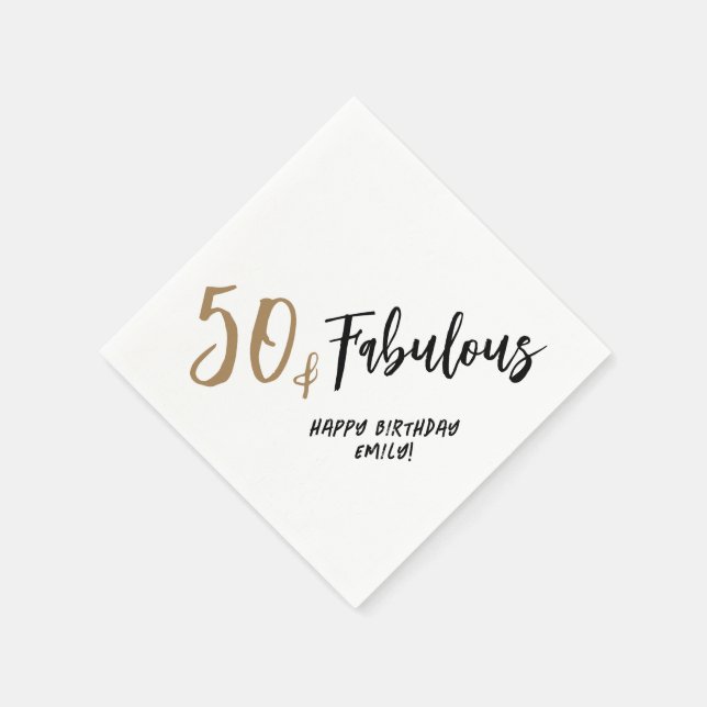Modern Minimalist 50 and Fabulous 50th Birthday Napkin (Corner)