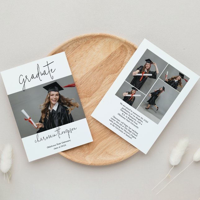 Modern Minimalist 5 Photo Graduation Announcement (Creator Uploaded)