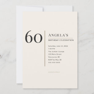 Modern Minimalist 60th Adult Birthday Celebration Invitation