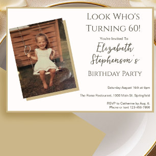 Modern Minimalist 60th Birthday Photo Invitation