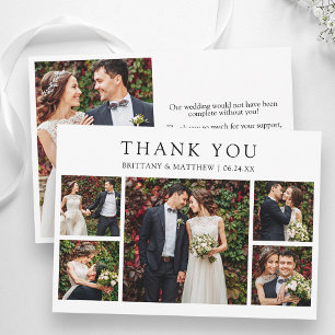 Modern Minimalist 6 Photo Wedding Thank You Card