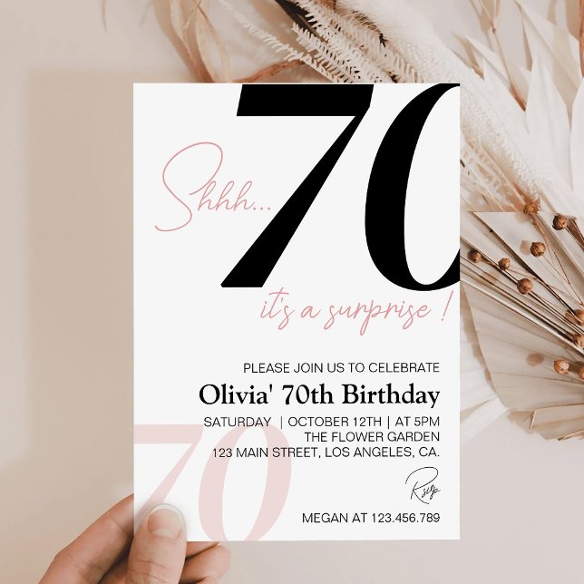 Modern Minimalist 70th Birthday Invitation (Creator Uploaded)