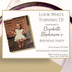 Modern Minimalist 72nd Birthday Photo Invitation