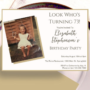 Modern Minimalist 73rd Birthday Photo Invitation