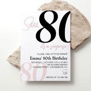 Modern Minimalist 80th Birthday Invitation