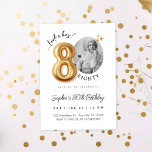 Modern Minimalist 80th Birthday Photo Invitation<br><div class="desc">Modern Minimalist 80th Birthday Photo Invitation | Gold Balloon Milestone Party Invite. Celebrate turning Eighty in elegant style with this Modern Minimalist 80th Birthday Photo Invitation ✨ Featuring chic gold balloon typography and a clean, contemporary layout, this design allows you to personalize the invitation with your own photo — making...</div>