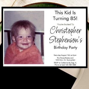 Modern Minimalist 85th Birthday Photo Invitation