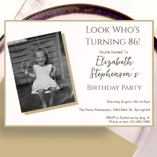 Modern Minimalist 86th Birthday Photo Invitation 