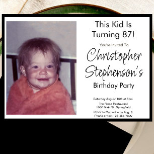 Modern Minimalist 87th Birthday Photo Invitation