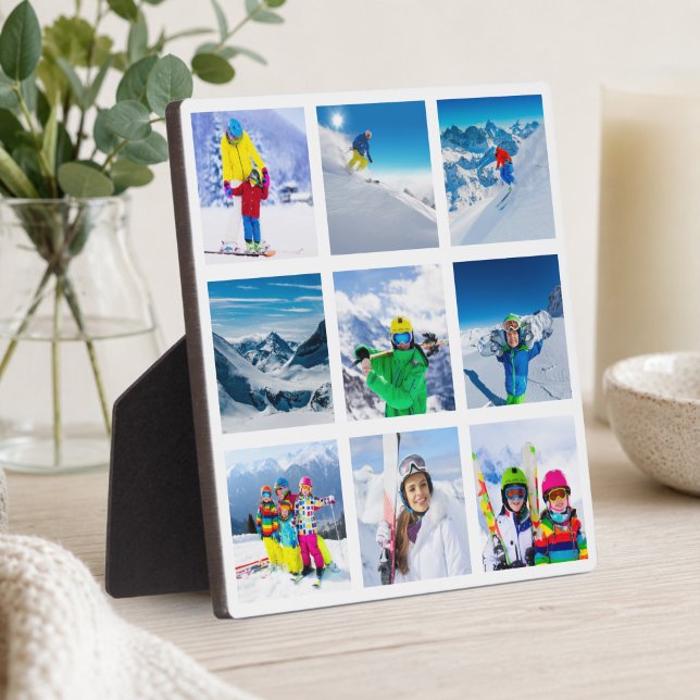 Modern Minimalist 9 Photo Grid Collage Plaque (Modern Minimalist 9 Photo Grid Collage Plaque)
