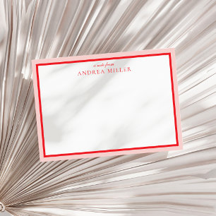 Modern Minimalist A Note From Red Orange Border Card