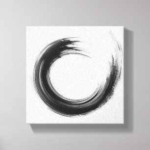 Modern Minimalist Abstract Circle Art - Bold Black Canvas Print